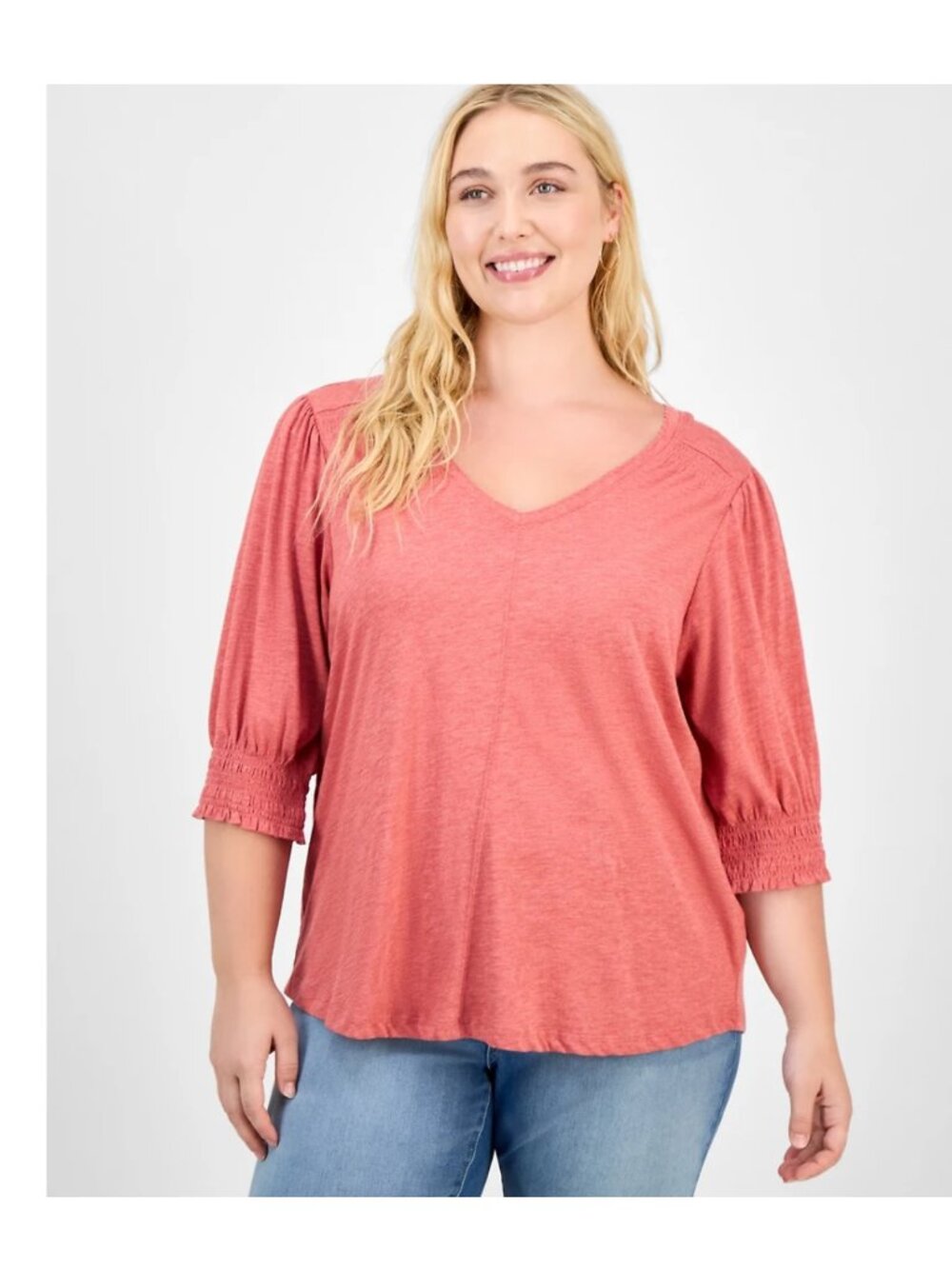 Democracy Coral Peasant Top Size XL